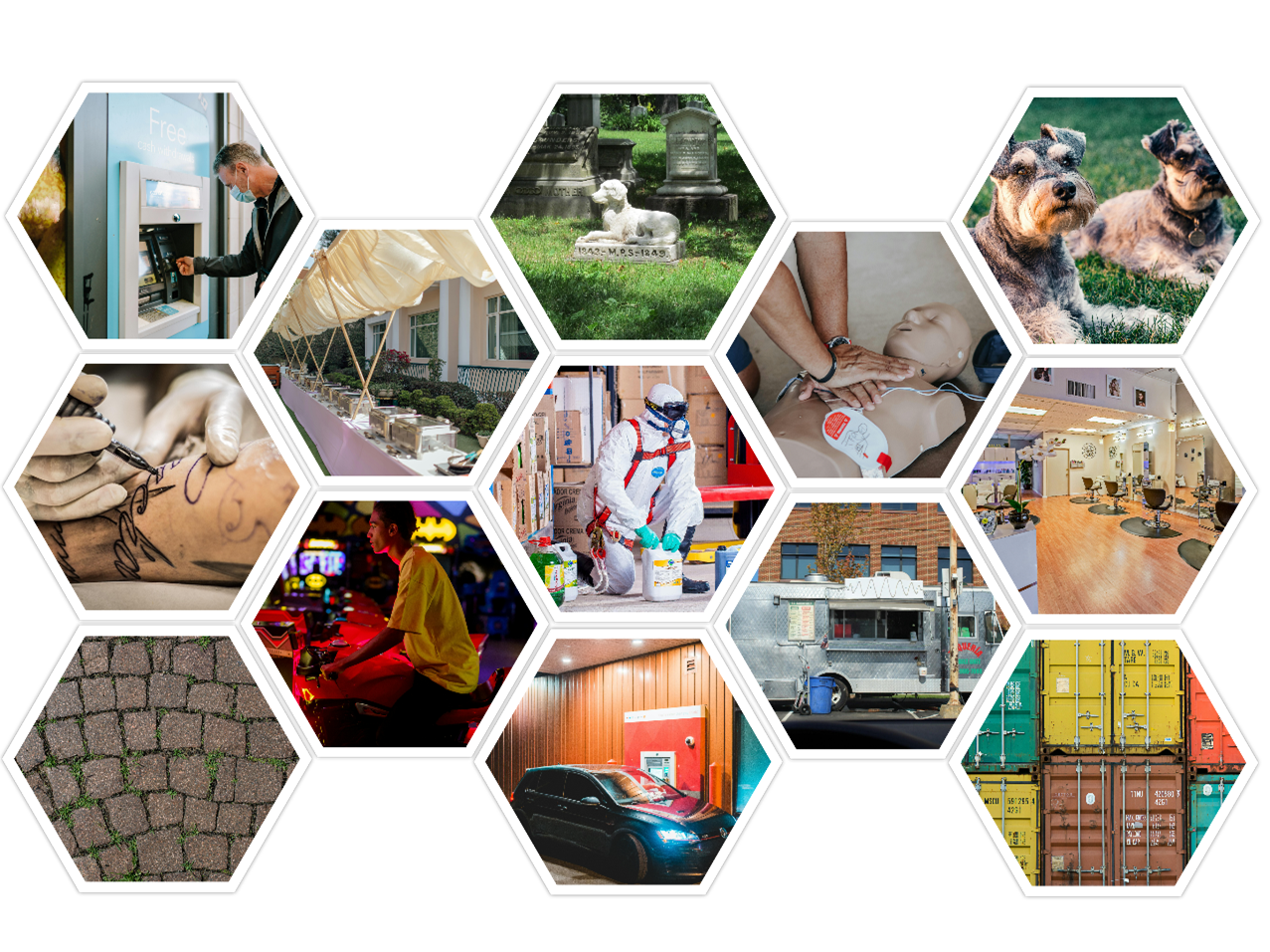 Collage of photos which depict various topics in the 2023 Zoning Code Update