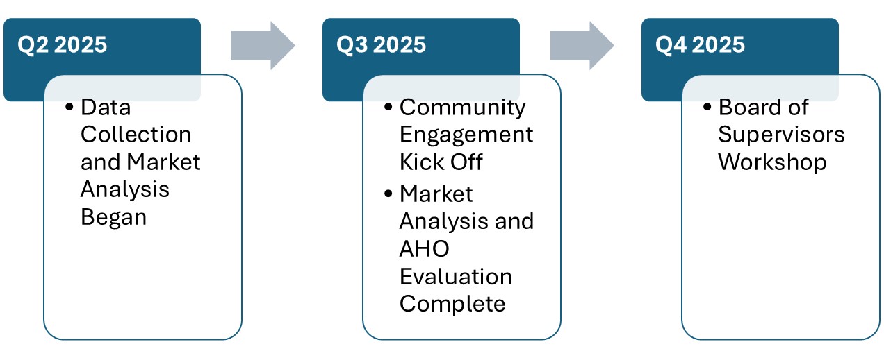Project timeline for the 2025 AHO update. It has been completed.