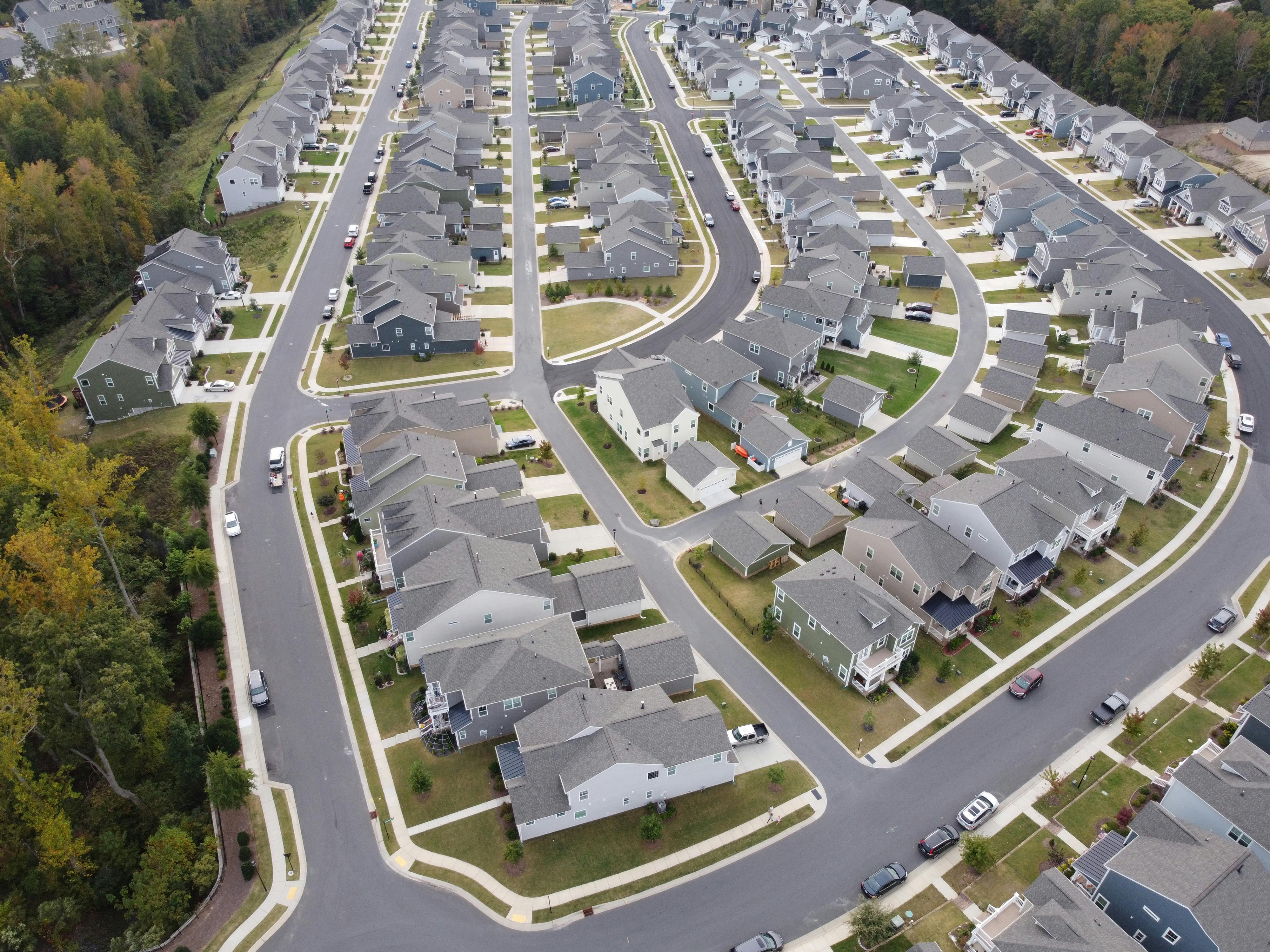 Aerial view of neighborhood